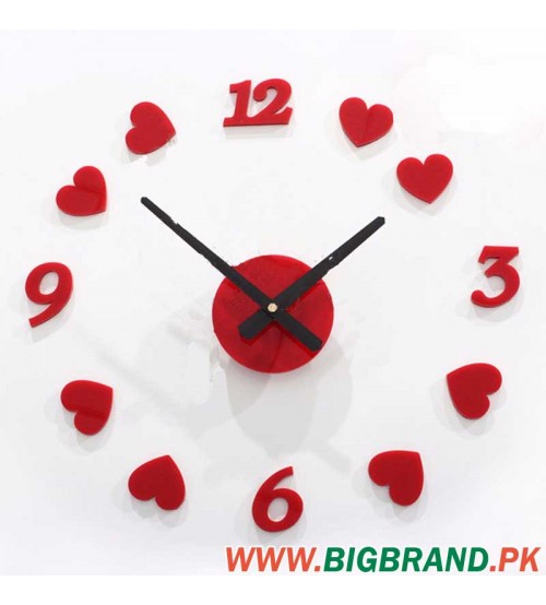 Red Heart 3D Digital Wall Clock
